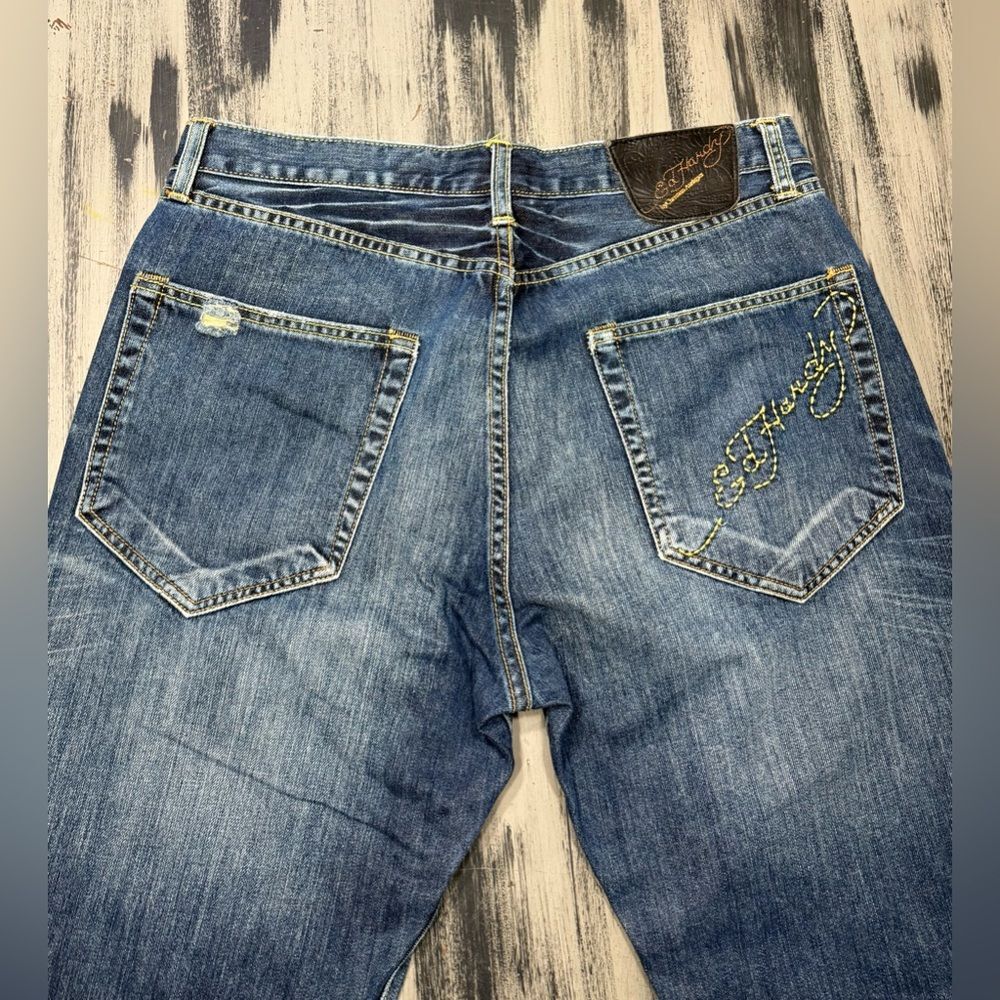 Ed Hardy Men’s Distressed Blue Denim Jeans Y2K new without tags - Picture 6 of 14